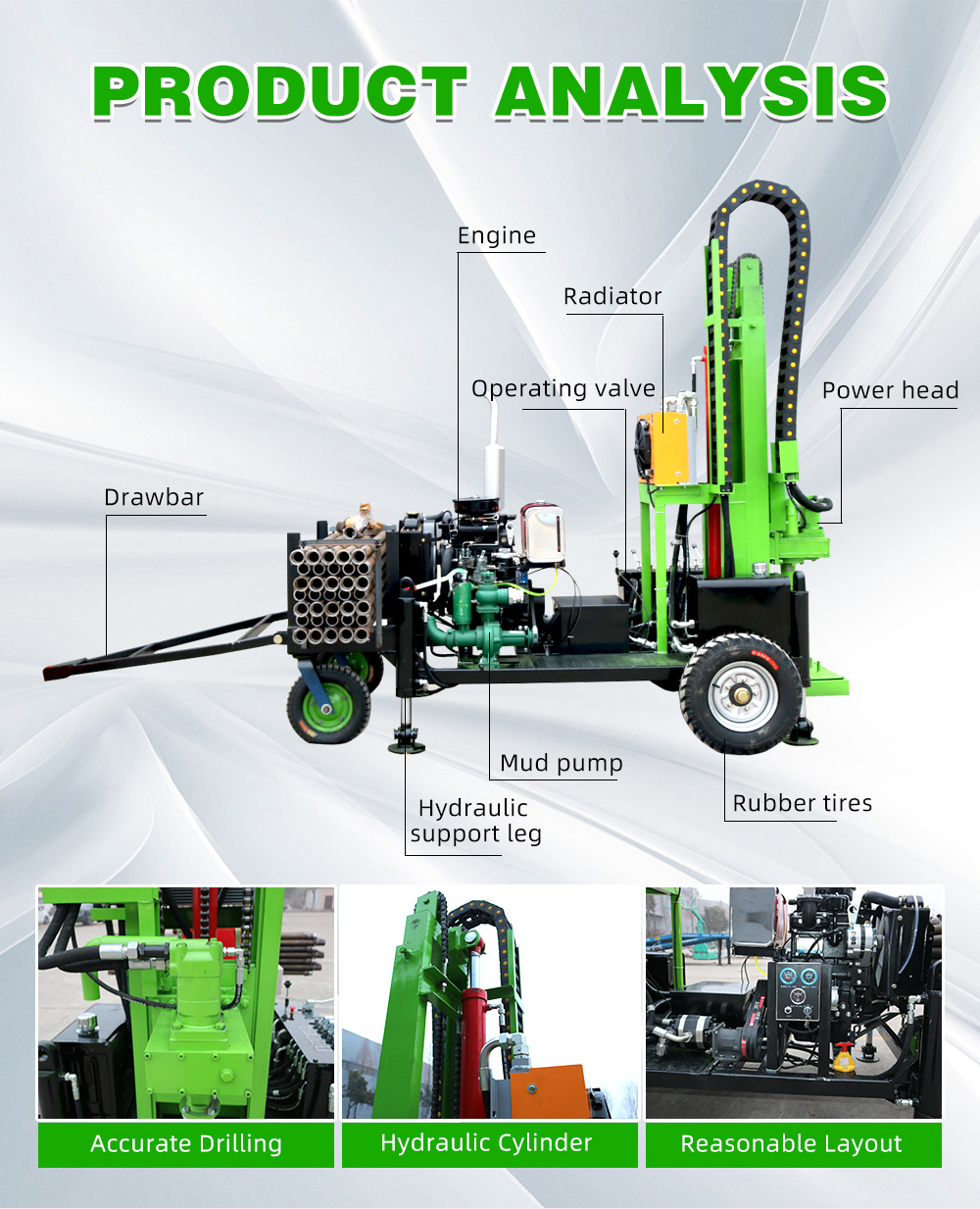 35HP Towable Water Well Drill Rig