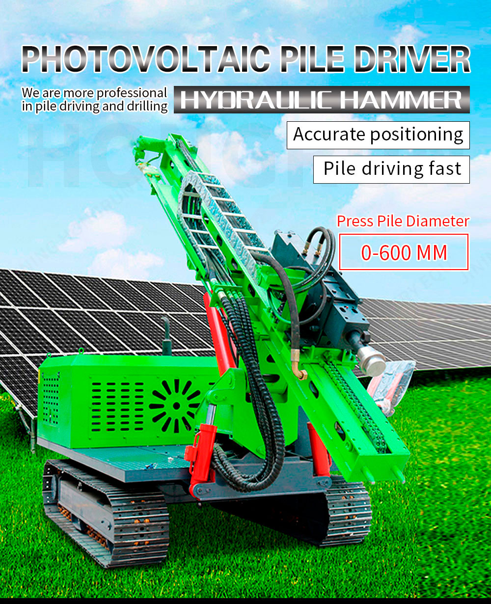 Bate-estaca fotovoltaica de placa de martelo hidráulico