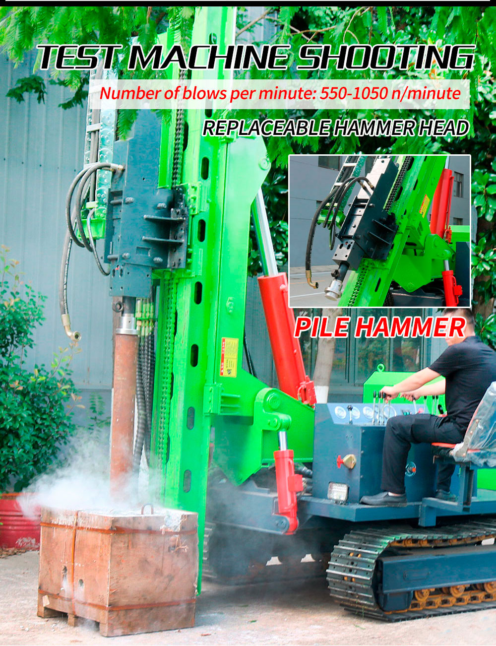 Martelo hidráulico com placa de bate-estacas fotovoltaico