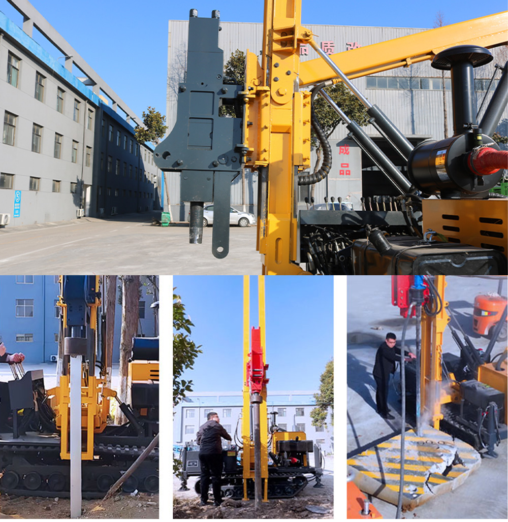 Máy đóng cọc thi công lan can đường cao tốc