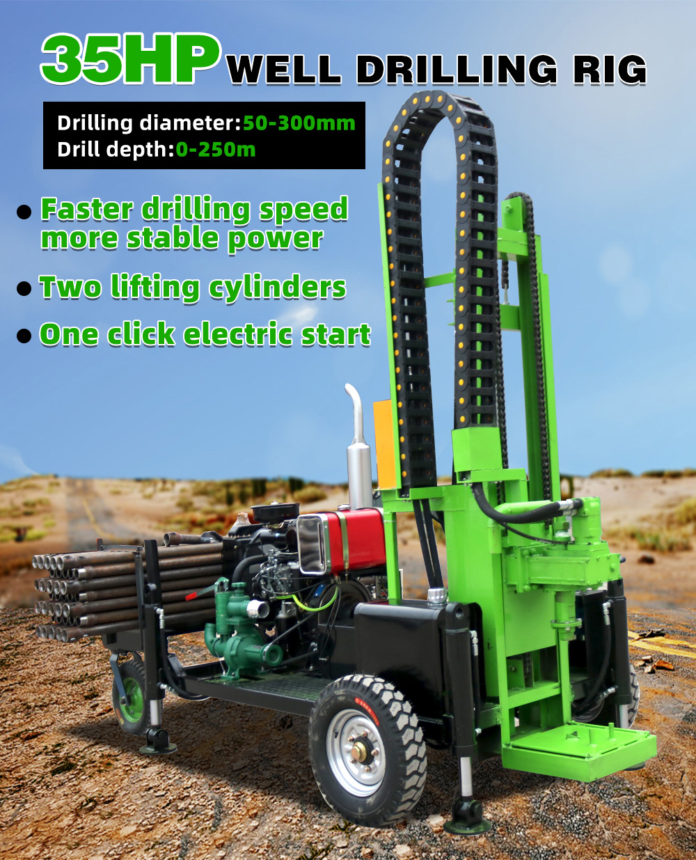 35HP Towable Water Well Drill Rig