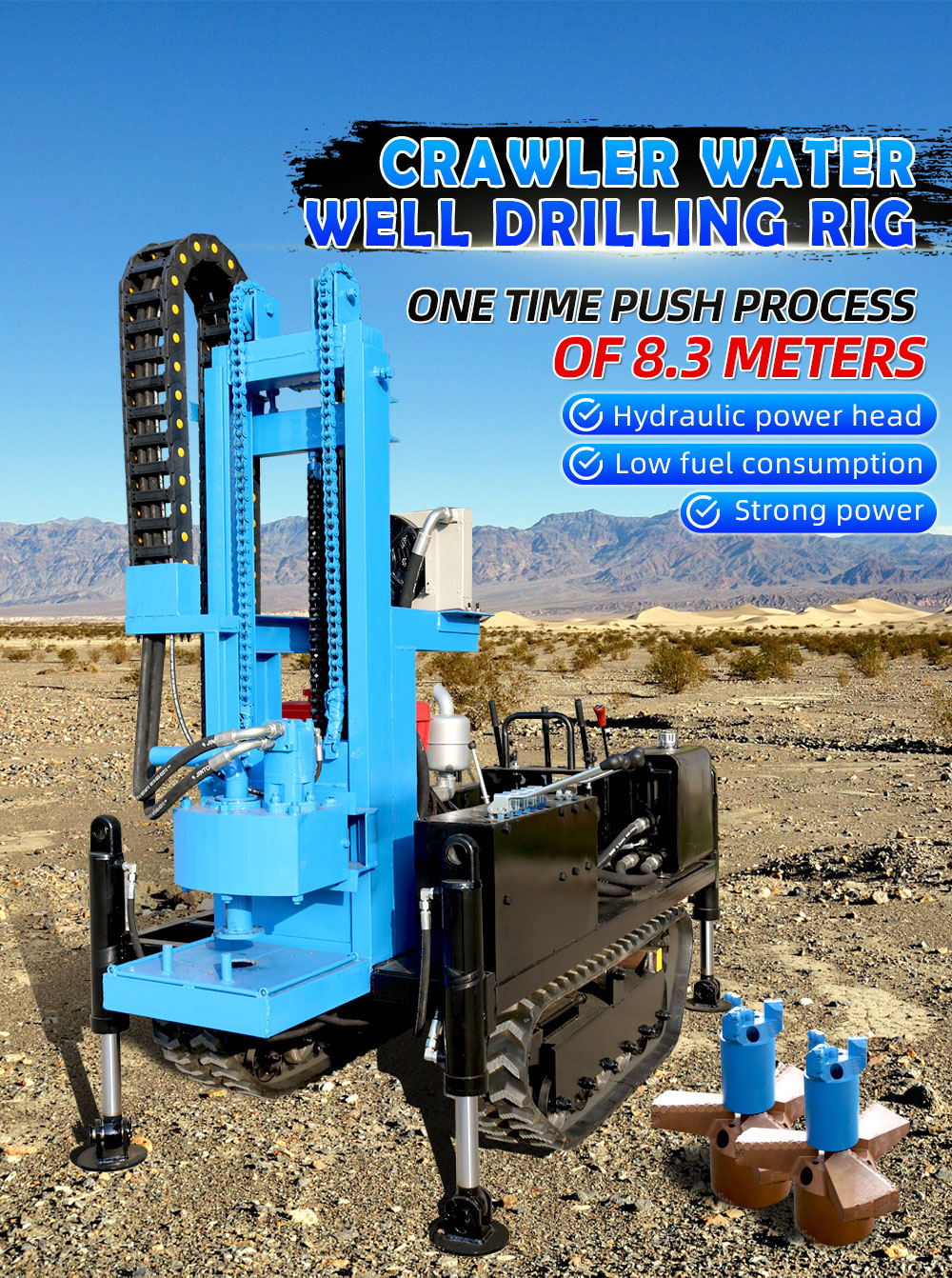 Foreuse de puits d'eau sur chenilles