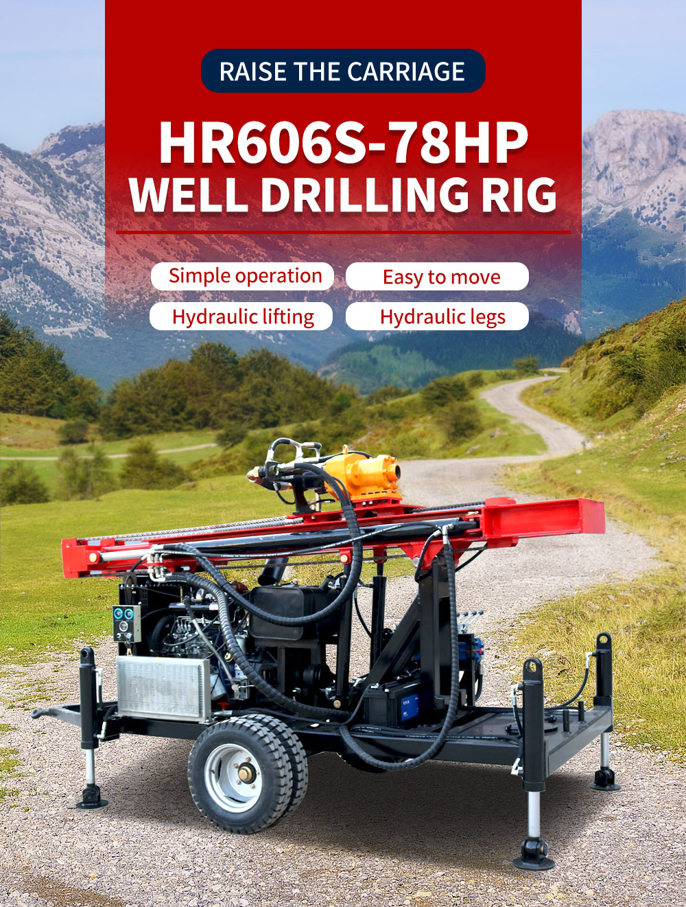 78 Horsepower Wheeled Water Well Drilling Rig