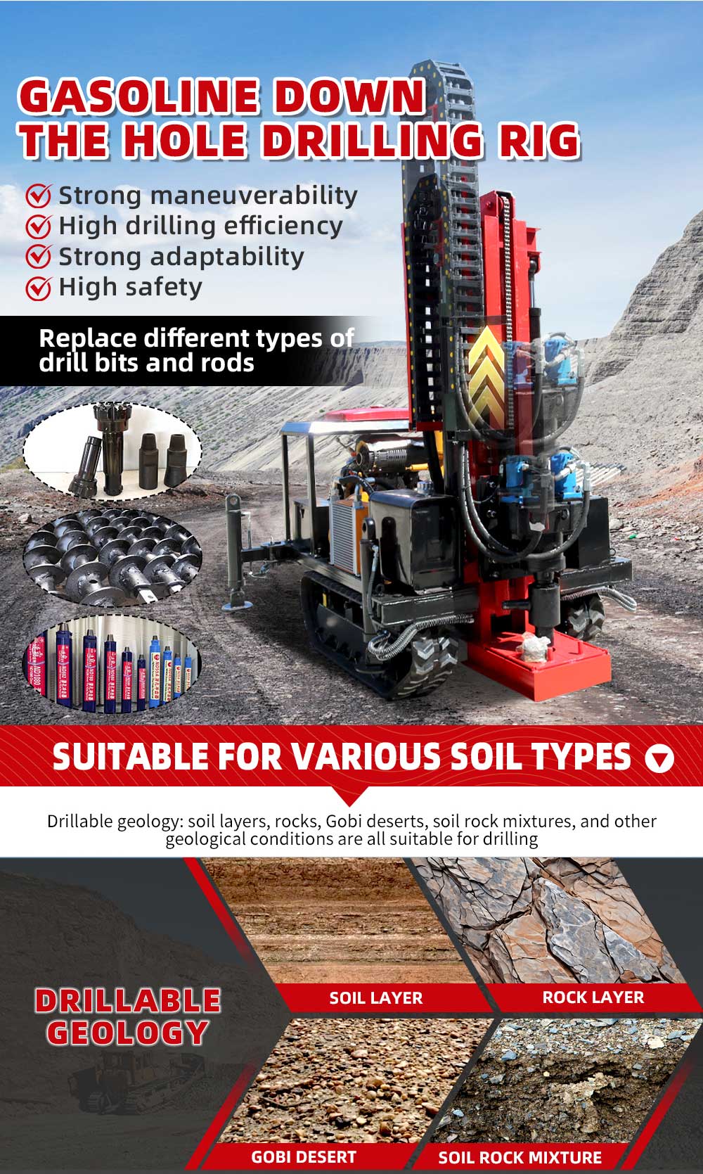 Буровая установка с погружным двигателем мощностью 35 л.с.